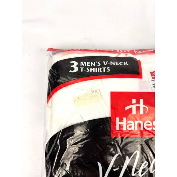 Vintage Hanes V Neck T-Shirts 3 Pack- XL 46-48 Men's Undershirts White NEW - Picture 6 of 11